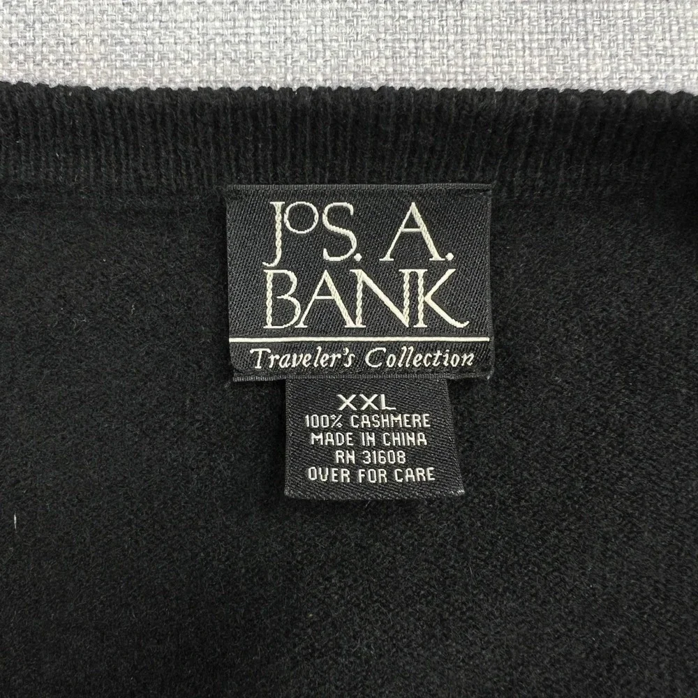 Jos A‎ Bank Traveler's Collection 100% Cashmere V-Neck Sweater Mens XXL Black